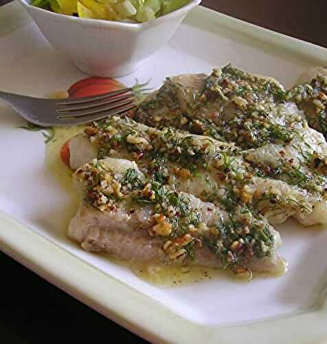 Fish with Herby Lemon and Walnut Relish (Passover Friendly)