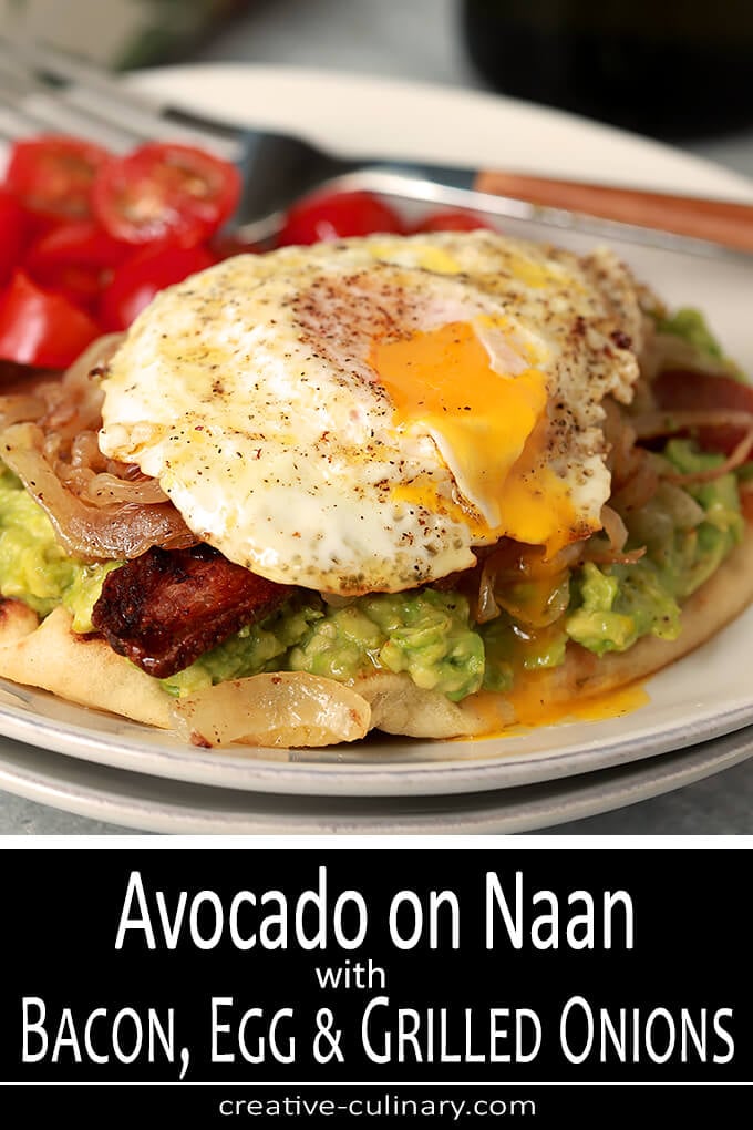 Avocado Toast with Bacon and Egg on Naan
