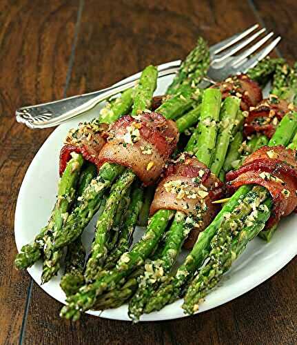 Bacon Wrapped Asparagus with Garlic and Parsley