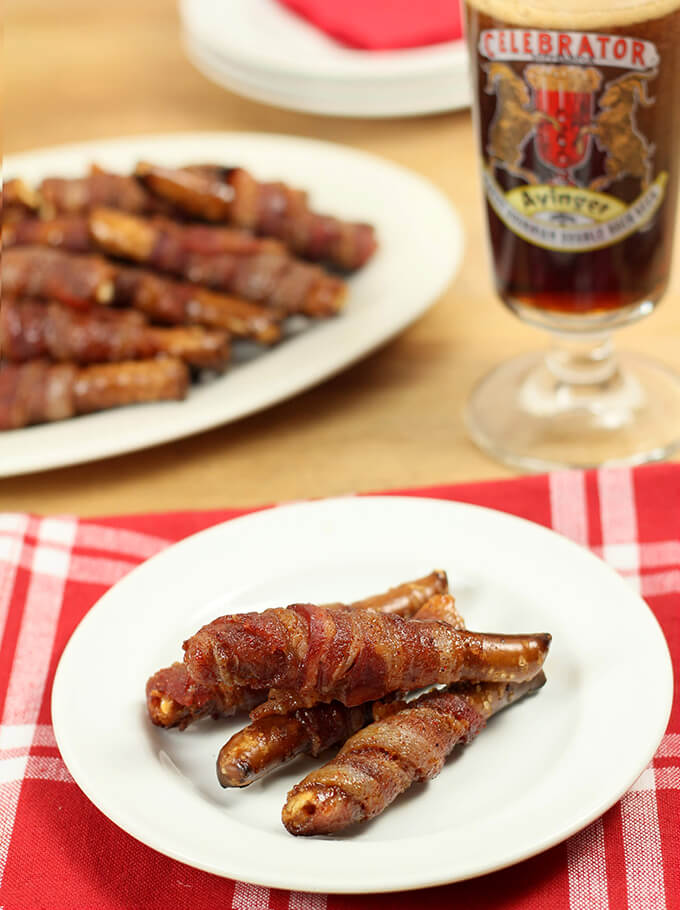 Bacon Wrapped Pretzels with Brown Sugar and Cayenne Pepper