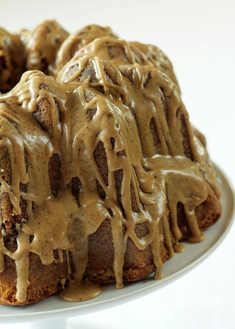 Brown Sugar and Chocolate Chip Pound Cake with Maple-Espresso Glaze