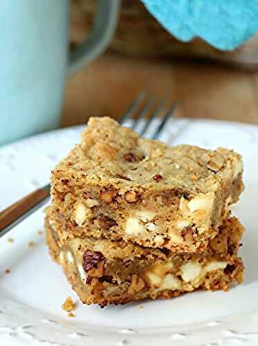 Browned Butter Blondies with White Chocolate Chips and Pecans