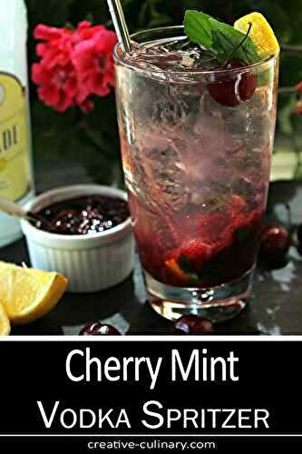 Cherry Mint Vodka Spritzer Cocktail