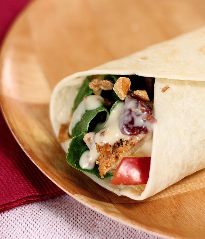 Chicken Wrap with Apples and Dried Cranberries