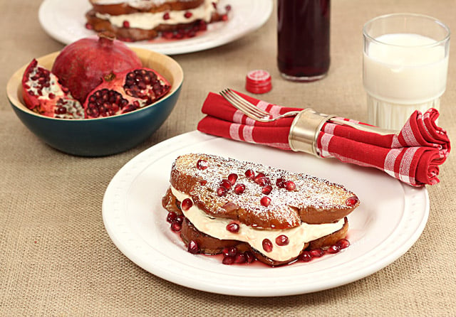 Cream Cheese Stuffed French Toast with Pomegranate