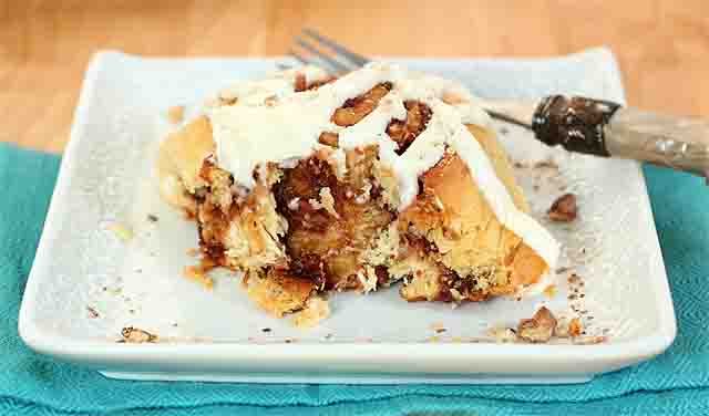 Date, Walnut and Bourbon Cinnamon Rolls with Cream Cheese Frosting