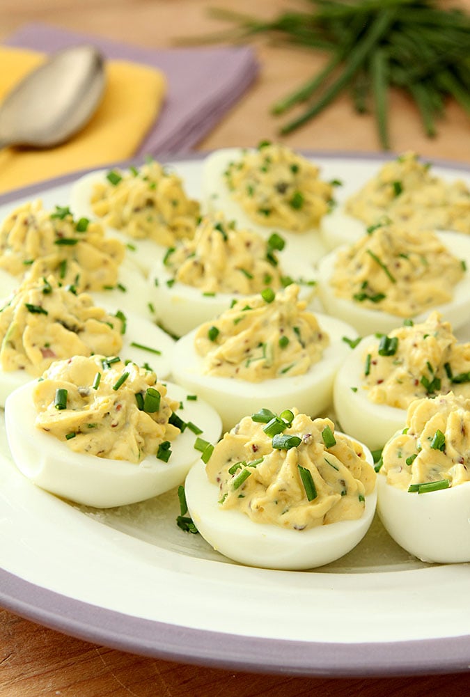 Deviled Eggs with Lemon Zest, Capers and Chives
