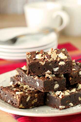 Gooey Brownies with Toasted Pecans and White Chocolate Chips