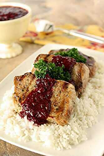 Grilled Pork Chops with Blackberry Serrano Sauce
