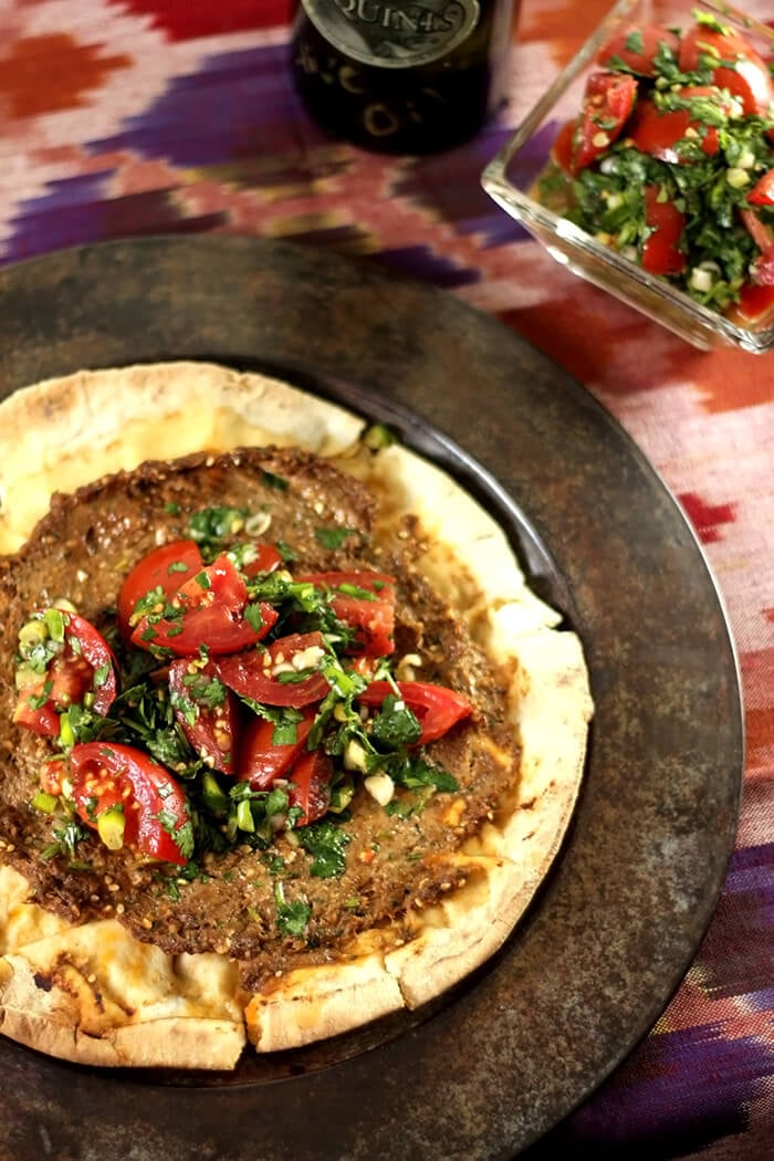 Ground Beef Sfeeha on Pita
