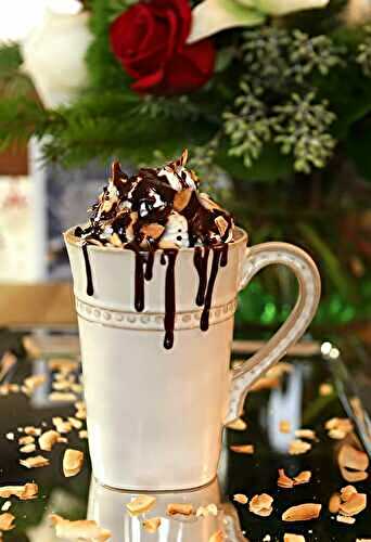 Hot Chocolate with Rum and Toasted Coconut