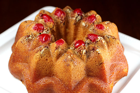 Manhattan Bundt Cake – Bourbon, Pecans and Maraschino Cherries