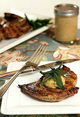 Molasses and Rum Glazed Pork Steaks with Savory Apple Butter