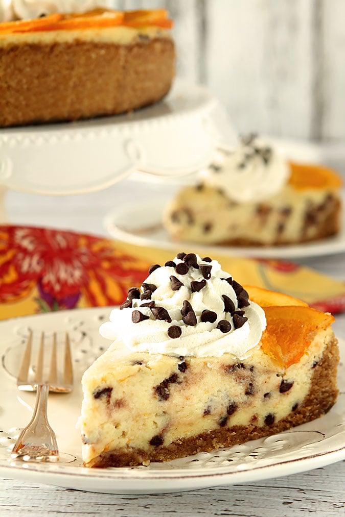 Orange Chocolate Chip Cannoli Cheesecake