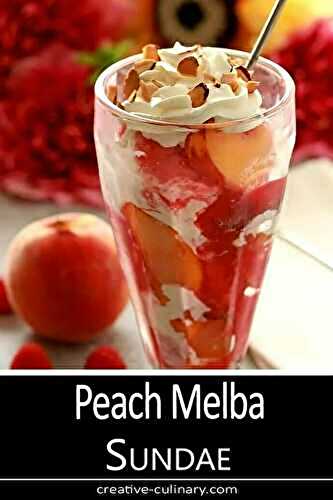 Peach Melba Ice Cream Sundae with Toasted Almonds