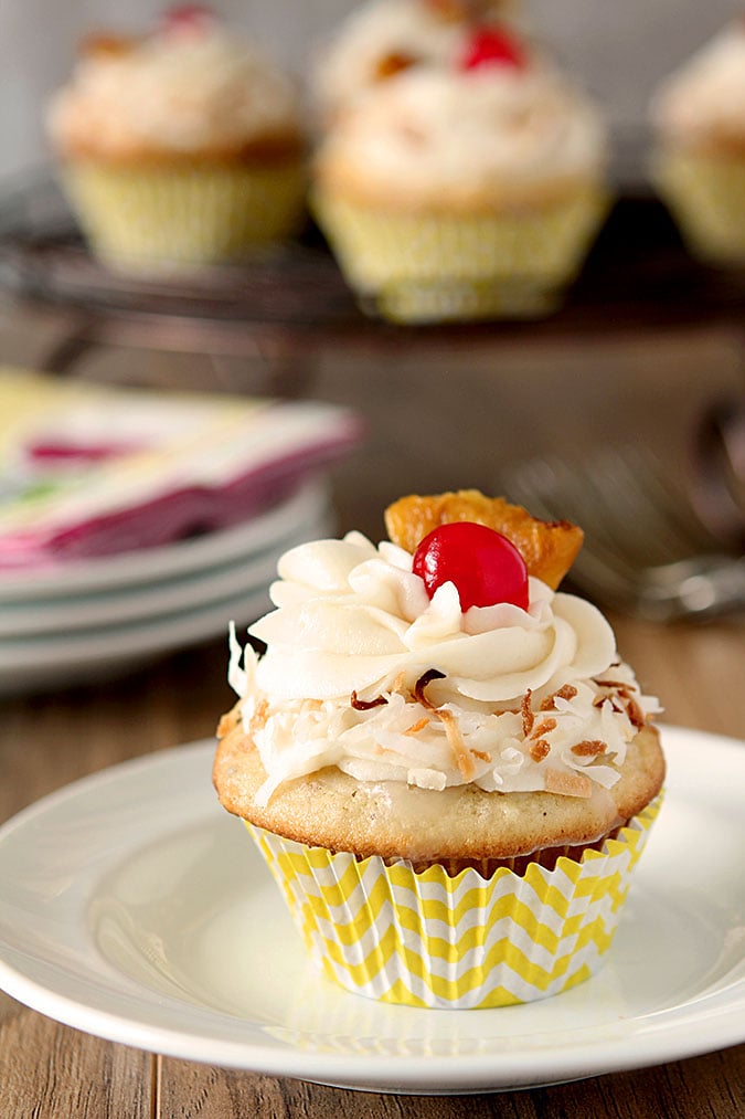 Pina Colada Cupcakes with Rum Buttercream