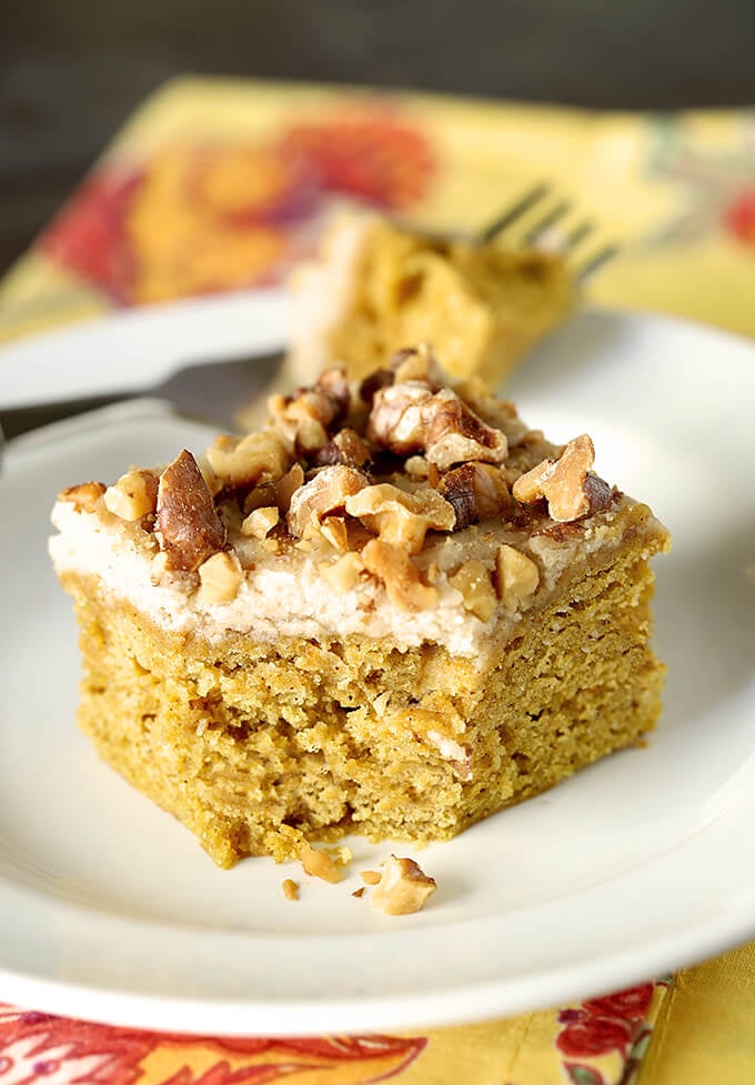 Pumpkin Bars with Maple Frosting and Toasted Walnuts