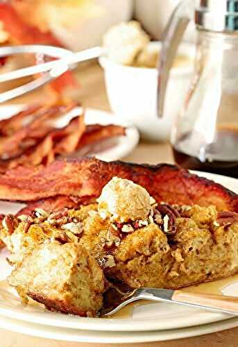 Pumpkin Pecan Overnight French Toast with Bourbon