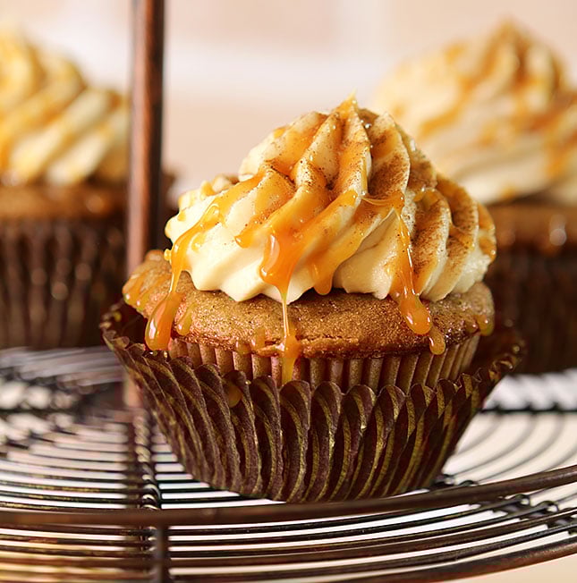 Pumpkin Spice Latte Cupcakes with Caramel Sauce