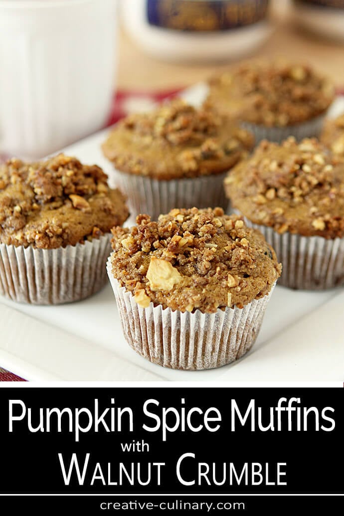 Pumpkin Spice Muffins with Molasses Walnut Crumble