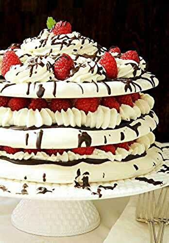 Raspberry Chocolate Pavlova Dessert