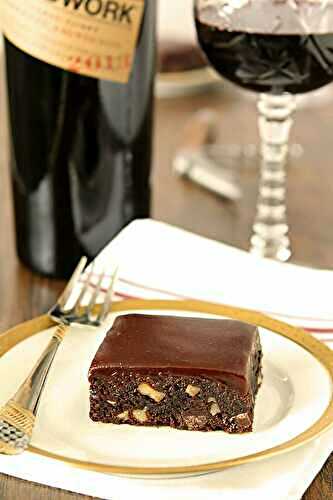Red Wine Chocolate Brownies with Toasted Walnuts