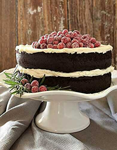 Red Wine Chocolate Cake with Sugared Cranberries