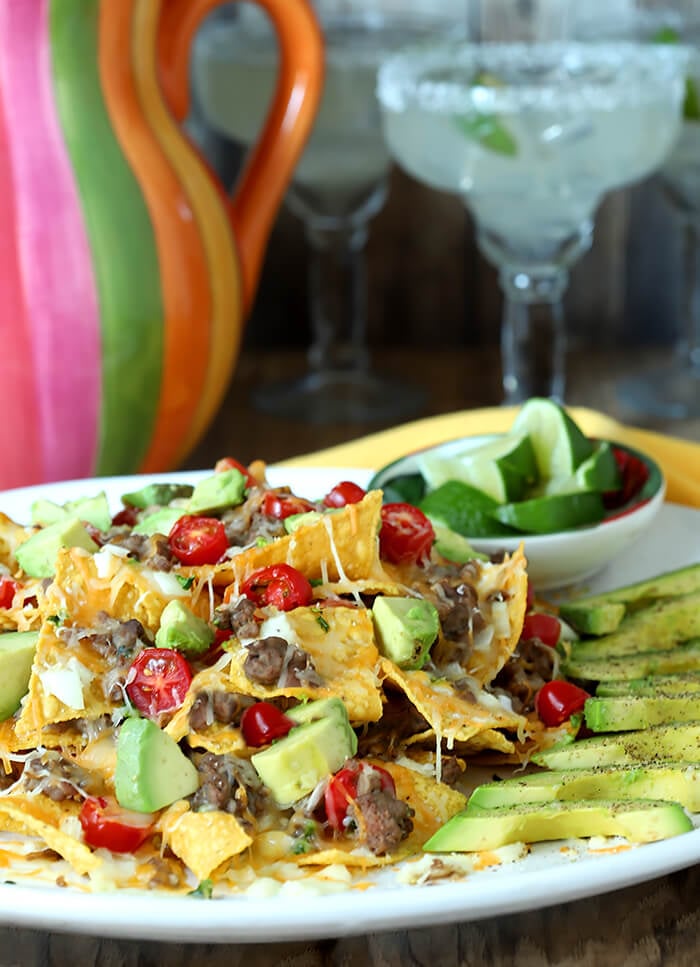 Refried Bean and Beef Nachos