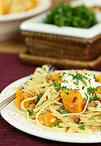 Roasted Butternut Squash Pasta with Ricotta and Toasted Walnuts