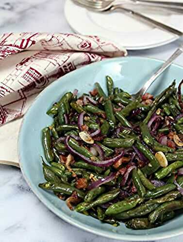 Roasted Green Beans with Pancetta, Red Onion and Garlic