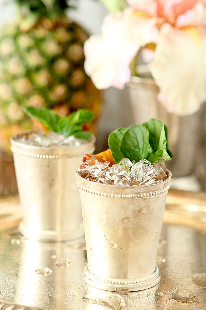 Roasted Pineapple and Rum Mint Julep