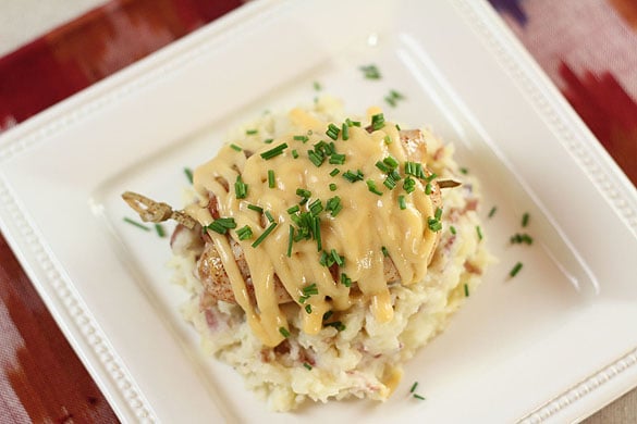 Smoked Chicken with Mashed Potatoes and Beer Cheese Sauce