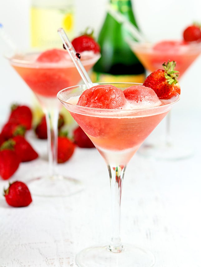 Sparkling Strawberry Sorbet Cocktail