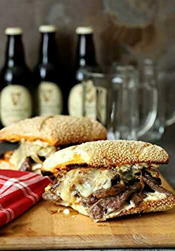 Steak and Cheese Sandwich with Grilled Onions and Mushrooms