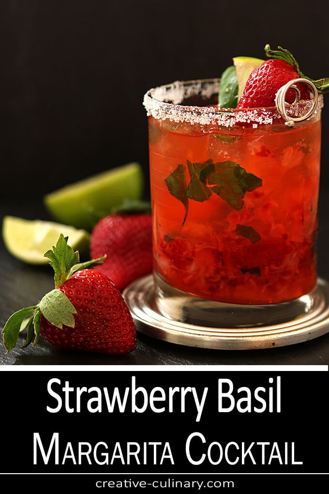 Strawberry and Basil Margarita Cocktail
