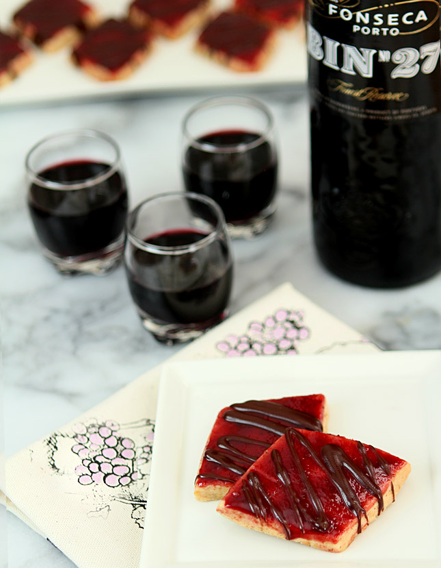 Walnut Shortbread Cookies with Raspberry Jam and a Chocolate Drizzle