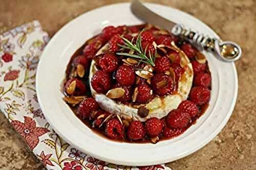 Warm Honeyed Brie with Raspberries and Almonds
