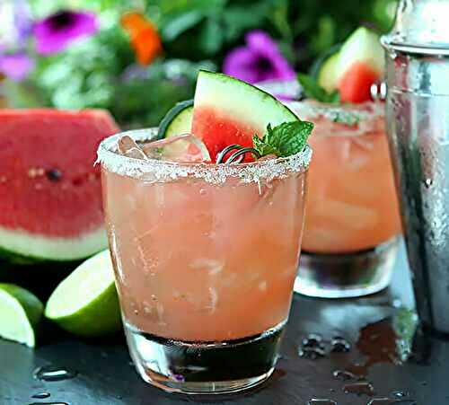 Watermelon Cucumber and Lime Cocktail
