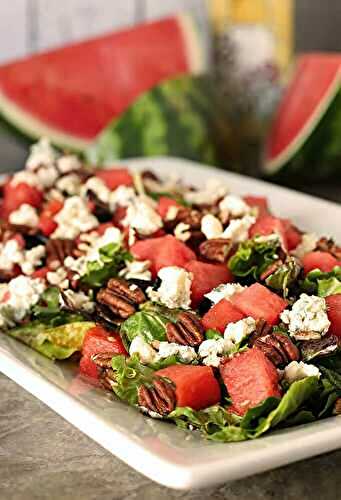 Watermelon Salad with Toasted Pecans and Gorgonzola Cheese