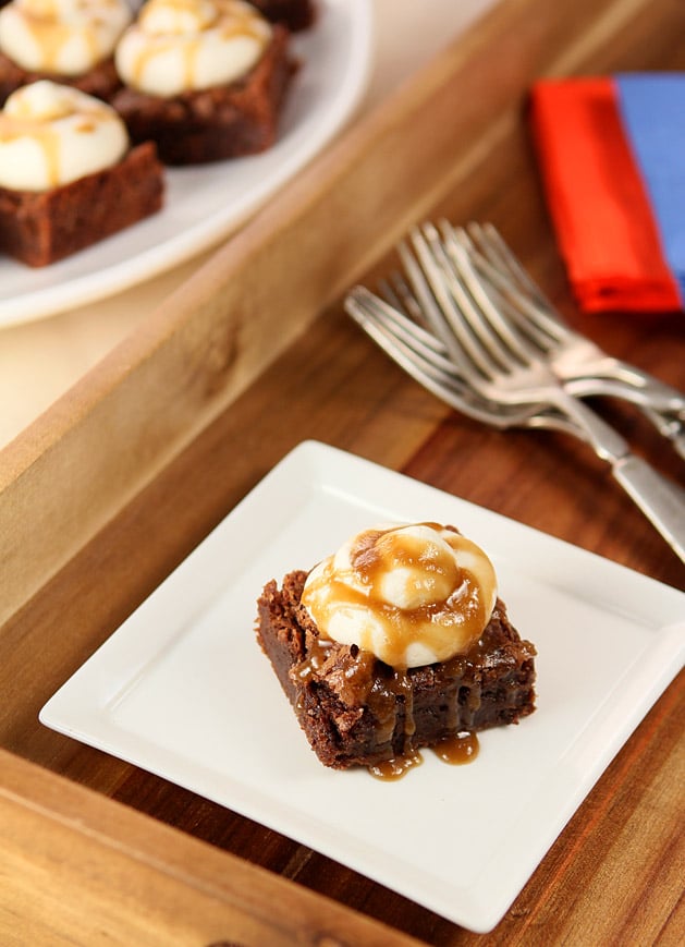 Whiskey Brownies with Buttercream and Whiskey Sauce
