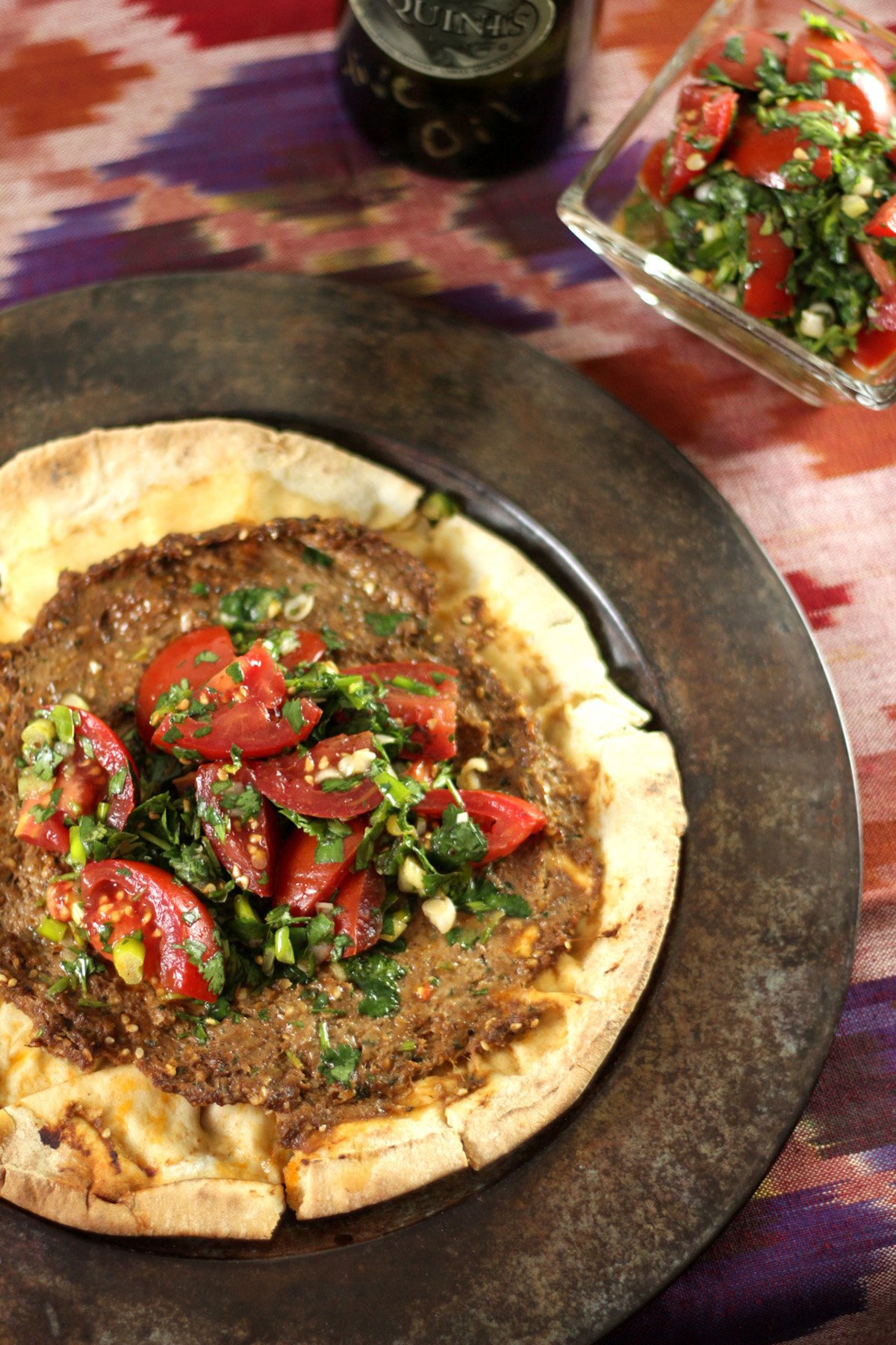 Lebanese Sfeeha on Pita
