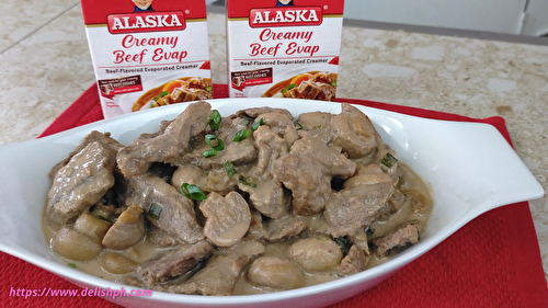 How to Cook Creamy Beef with Mushrooms (Using Alaska Creamy Beef Evap) - Delish PH