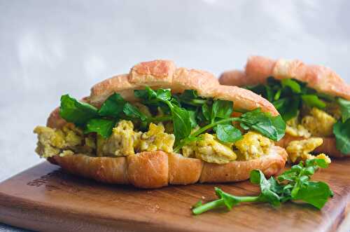 Breakfast Croissant with Pumpkin Scrambled Egg - Dreamy Table