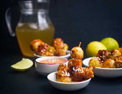Quail Egg and Tempe Skewers with Gochujang Sauce - Dreamy Table