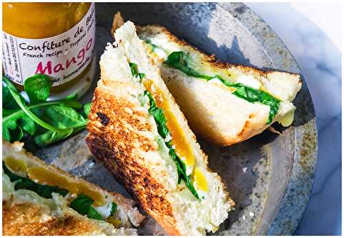 Sweet Savory Grilled Cheese Sandwich with Arugula - Dreamy Table