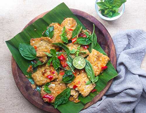 Tempe Penyet with Sambal and Basil - Dreamy Table