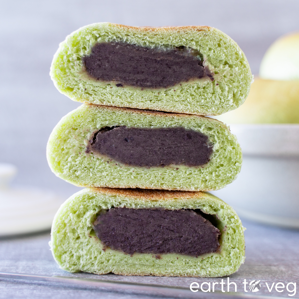 Pandan Buns with Red Bean Paste
