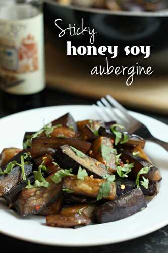 Sticky honey soy aubergine