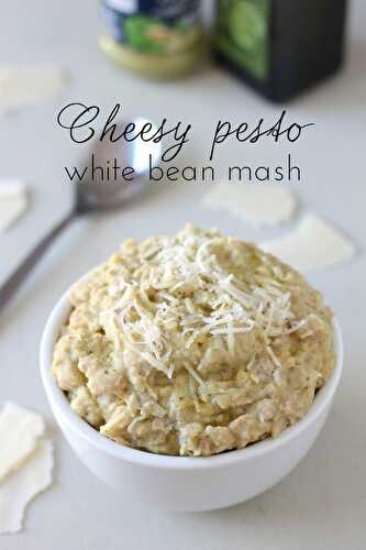 Cheesy pesto white bean mash
