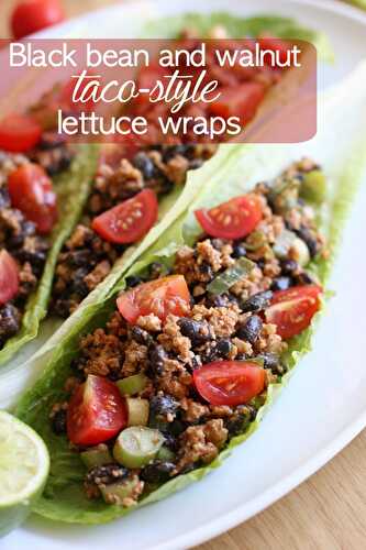 Black bean and walnut taco-style lettuce wraps